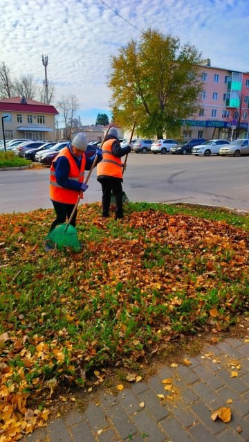 В Азнакаево продолжают убирать опавшую листву
