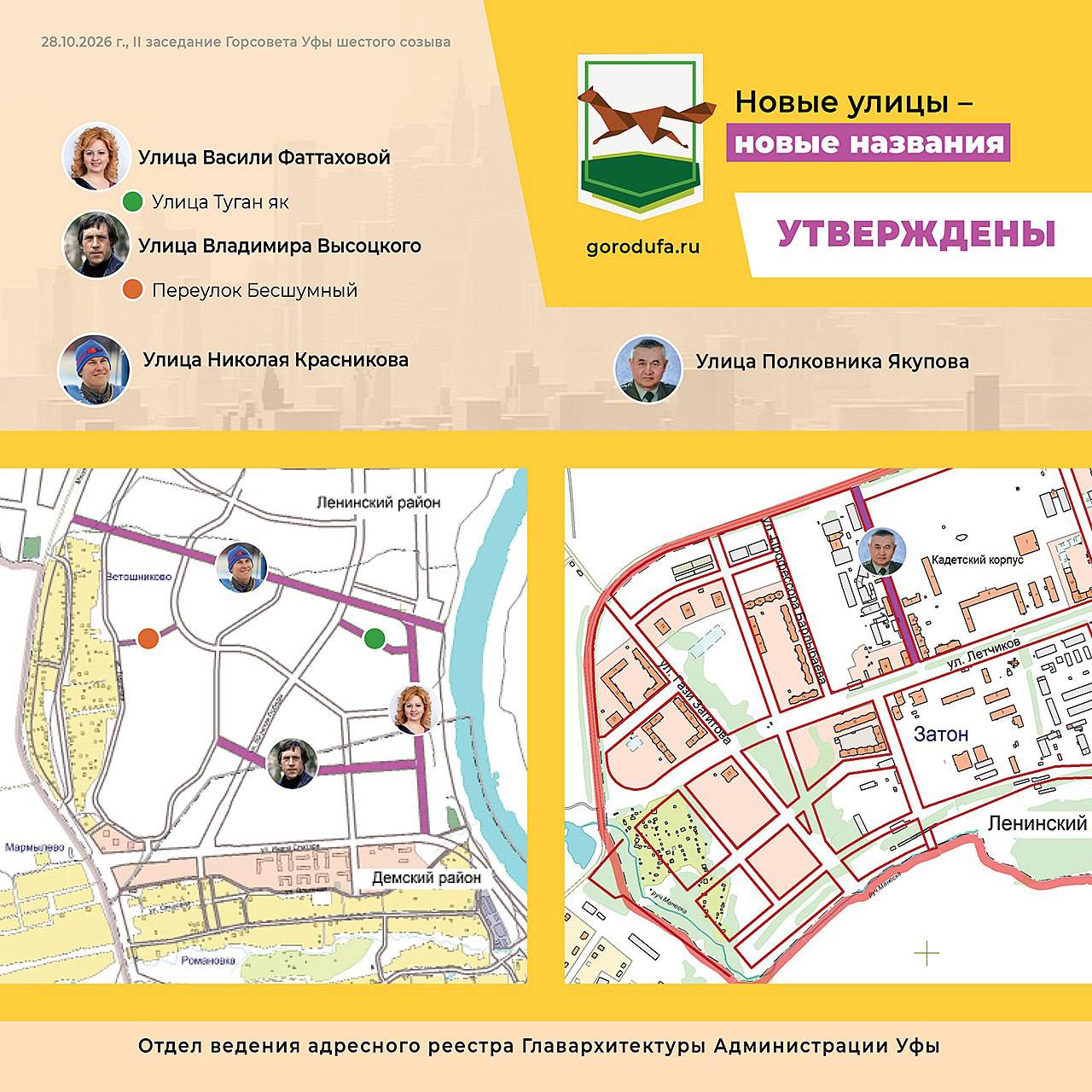 В Уфе появятся улицы Высоцкого, Фаттаховой и Красникова!